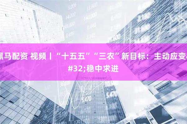 黑马配资 视频丨“十五五”“三农”新目标：主动应变 稳中求进
